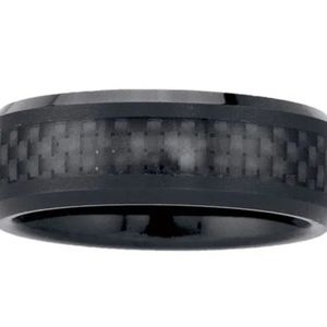 8MM Wedding Carbon fiber center Black Tungsten Ring
